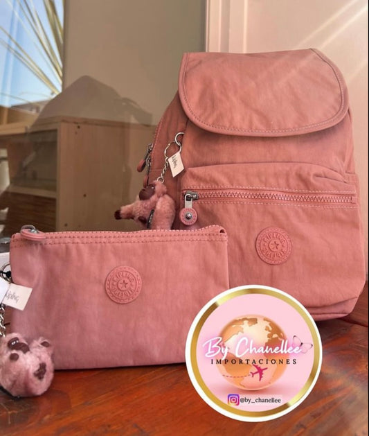 MOCHILA KIPLING + ESTUCHE TRIPLE COMPARTIMIENTO