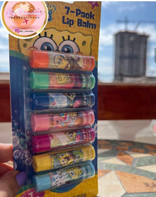 PACK DE 7 BÁLSAMOS LABIALES BOB ESPONJA